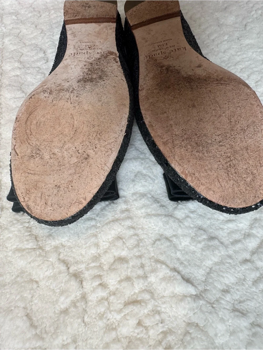 kate spade Black Glitter Bow Ballet Flats size 7.5